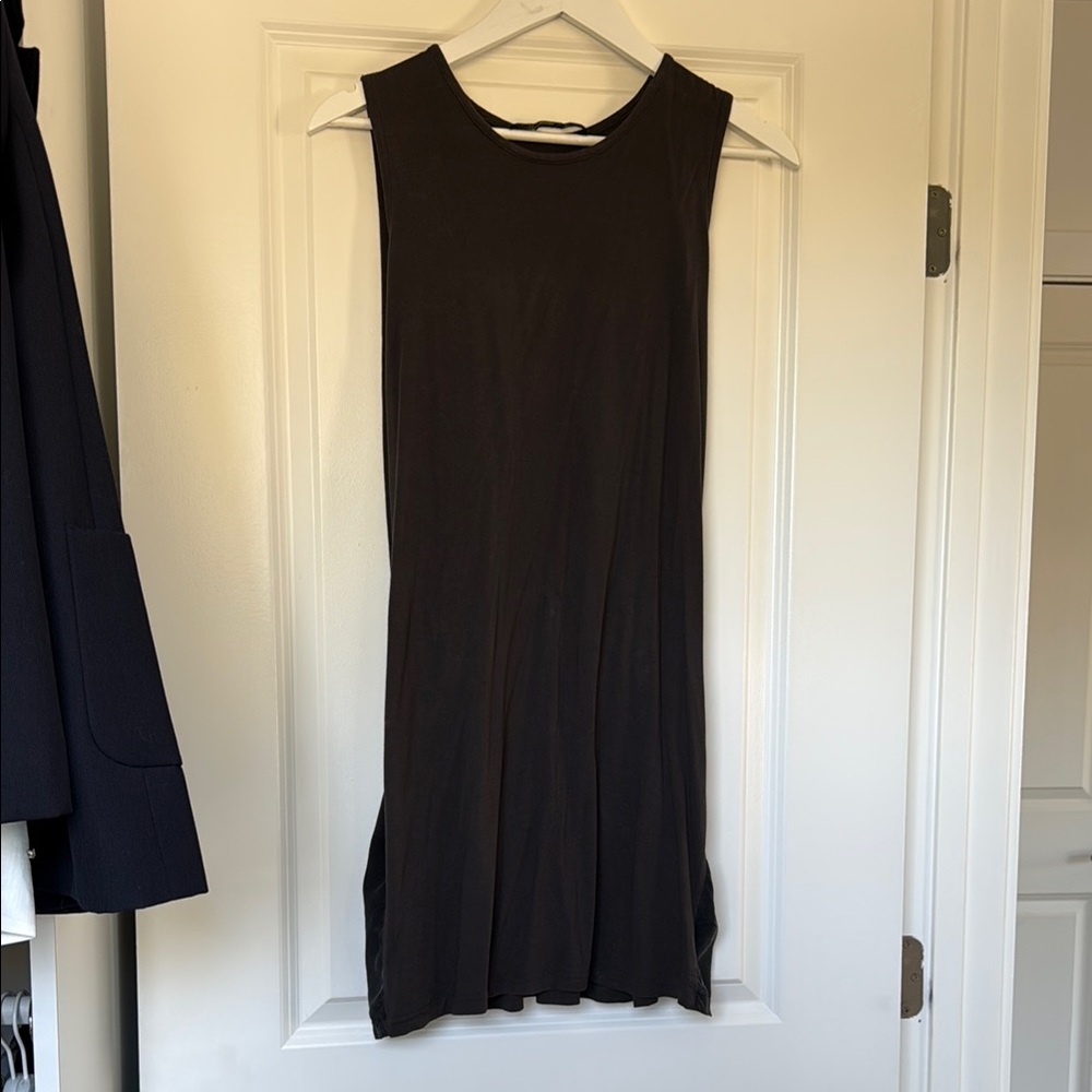 All Saints Black Sleeveless Silk and Viscose Straight Dress